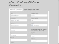 vCard Conform QR Code Generator